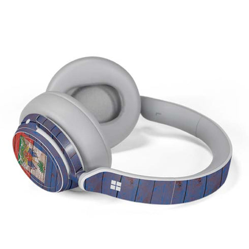 Haiti Flag Dark Wood Surface Headphones Skin